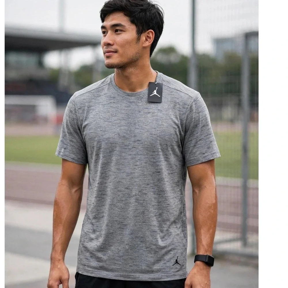Jordan Mens‎ Space Dye Heathered Grey Training T-Shirt XLT 914446-091 New